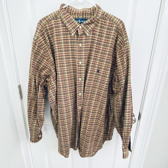 Polo Ralph Lauren Button Down Mens 3XB Plaid Classic Fit Preppy Pony Rustic - Picture 1 of 4